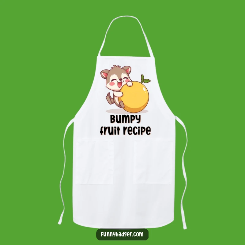Funny Fruit Tumble Apron: Chef Character's Wobbly Fruit Adventure