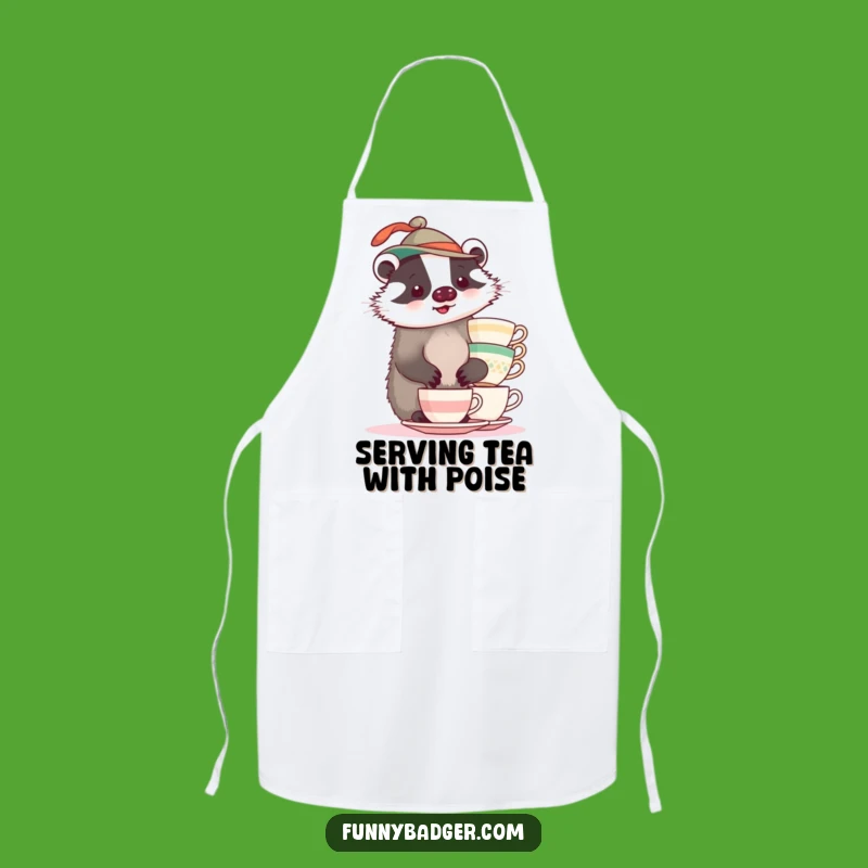 Funny Badger Teacup Apron: Kitchen Balance Chef Gift