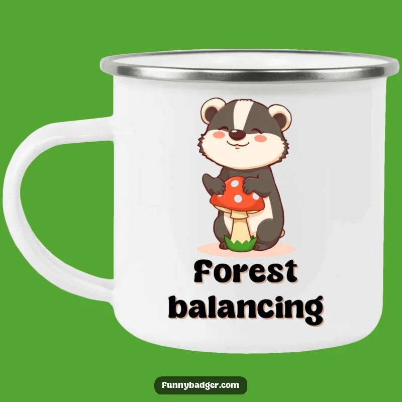 Funny Badger Mushroom Camp Mug - Durable Silly Design, Outdoor Gift