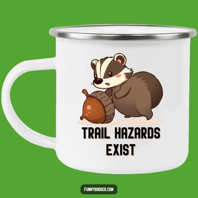 Funny Tripping Badger Camping Mug - Durable & Hilarious Outdoor Mishap Companion