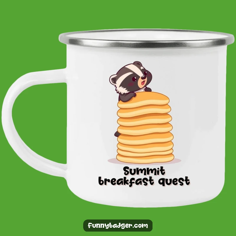 Funny Pancake Badger Camping Mug - Durable & Hilarious Outdoor Breakfast Companion