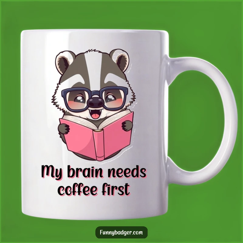 Funny Upside Down Book Badger Mug - Hilarious Gift for Bookworms & Animal Lovers