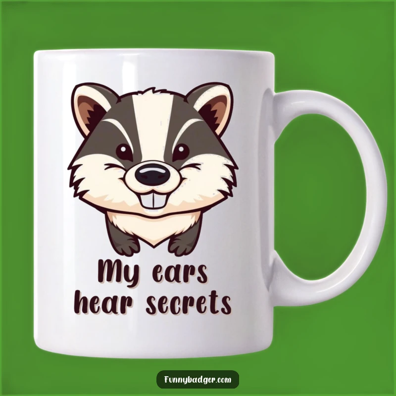 Funny Badger Head Mug: Mischievous Grin & Big Ears, Perfect Humorous Gift!