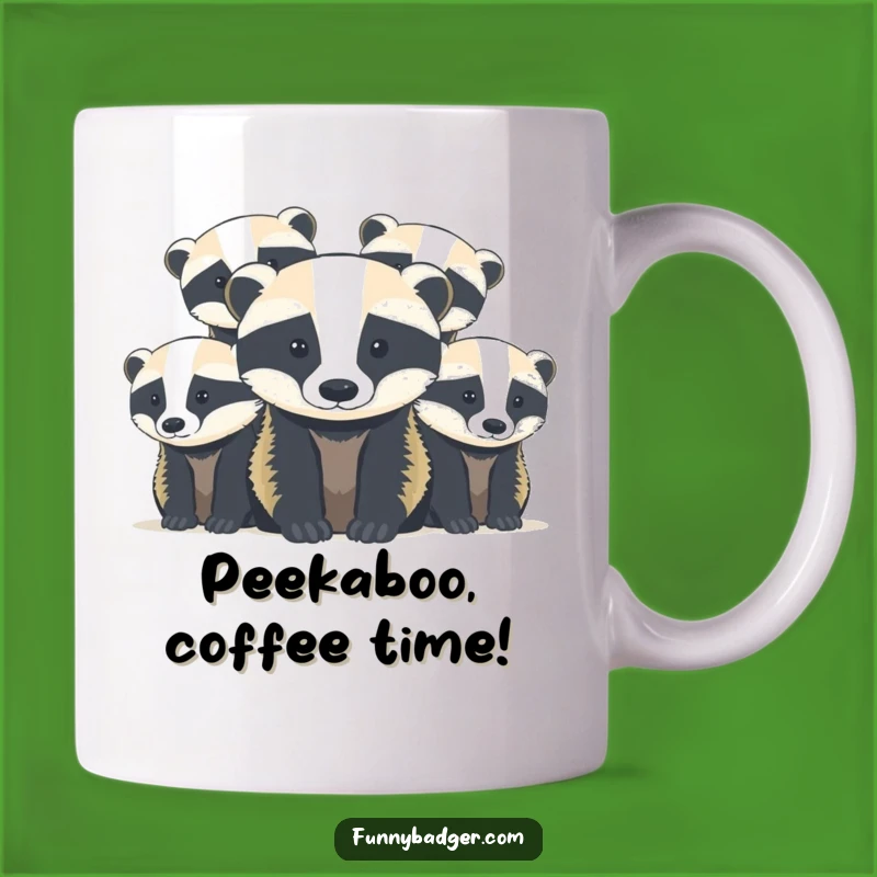 Funny Badger Cubs Mug: Adorable Peek-a-Boo Shapes, Perfect Humorous Gift!