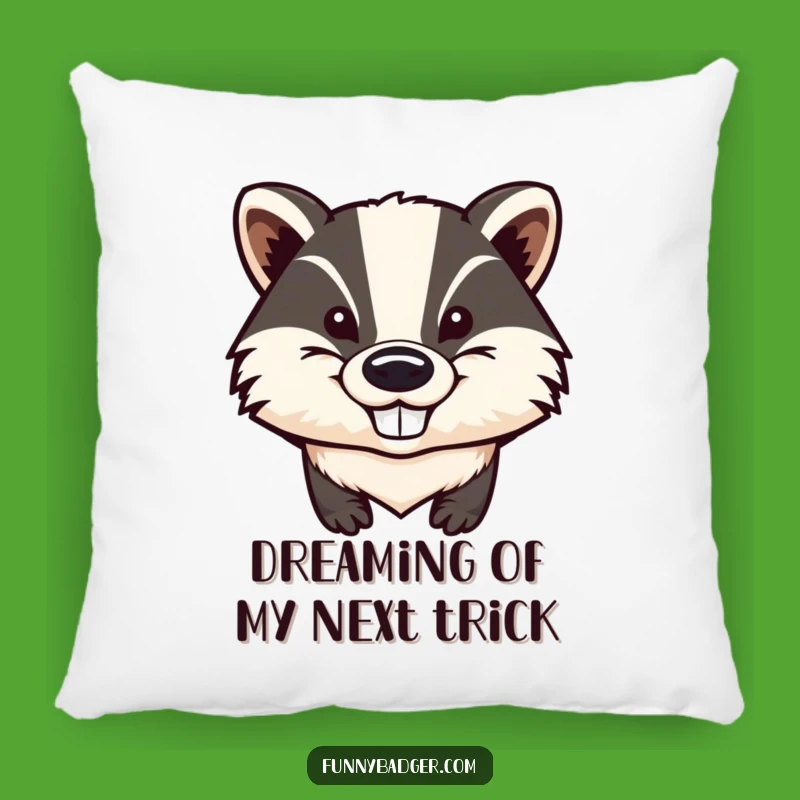 Funny Badger Pillow: Cozy Mischief & Big Ears, Perfect Humorous Accent!