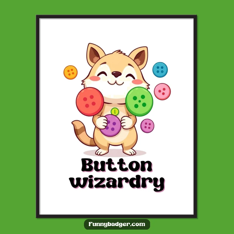 Funny Button Juggling Digital Art: Instant Colorful Dexterity Decor