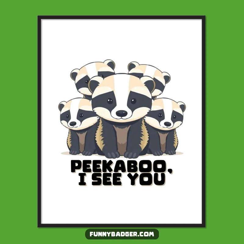 Funny Badger Cubs Digital Art: Adorable Peek-a-Boo Shapes, Instant Humorous Decor!