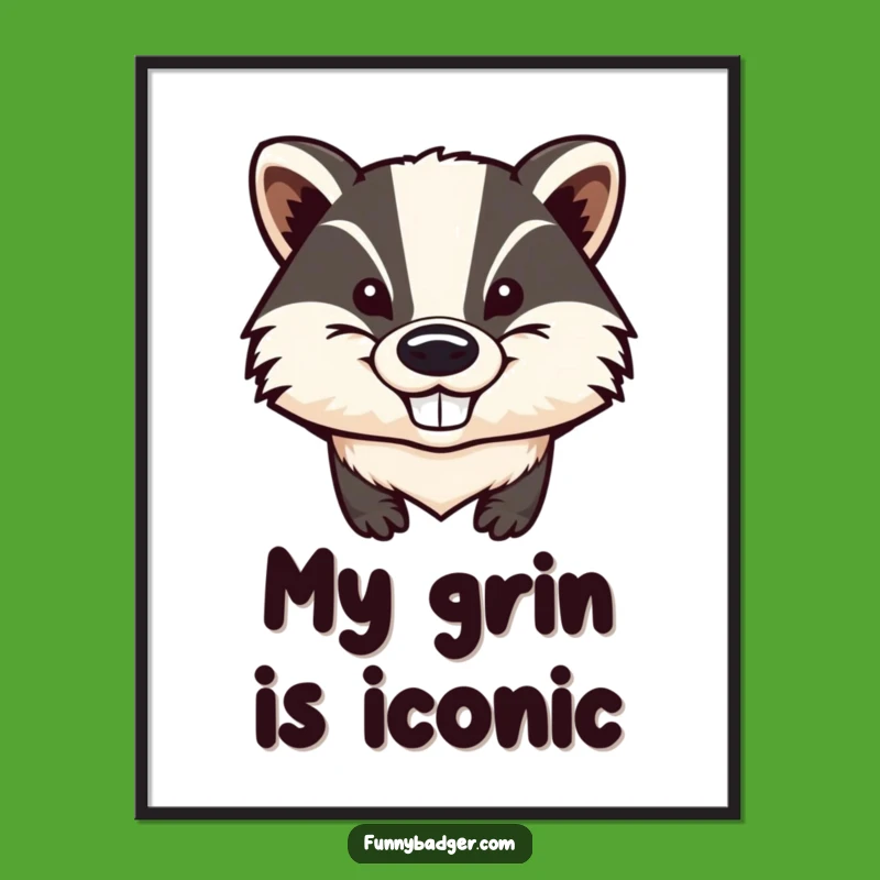 Funny Badger Digital Art: Mischievous Grin & Big Ears, Instant Humorous Decor!