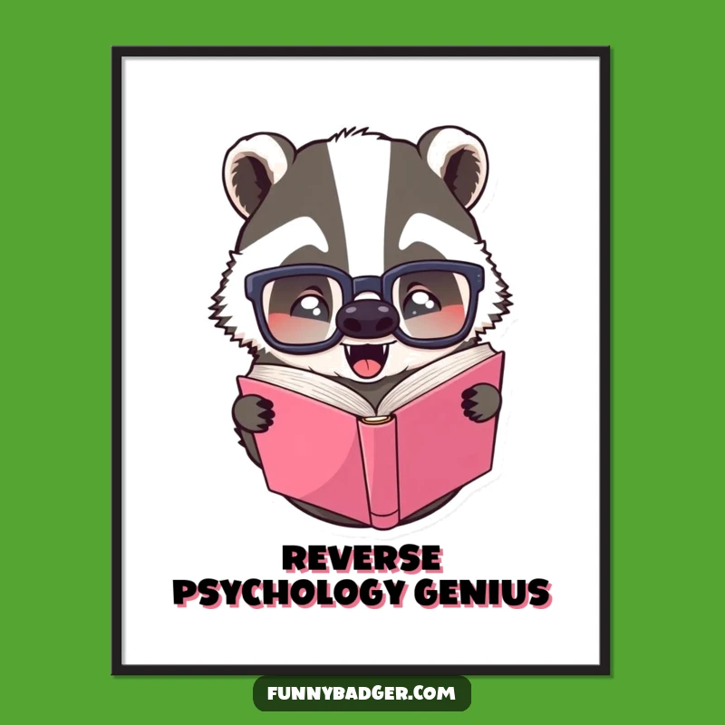 Funny Upside Down Book Badger Digital Art - Instant Hilarious Decor for Your Walls