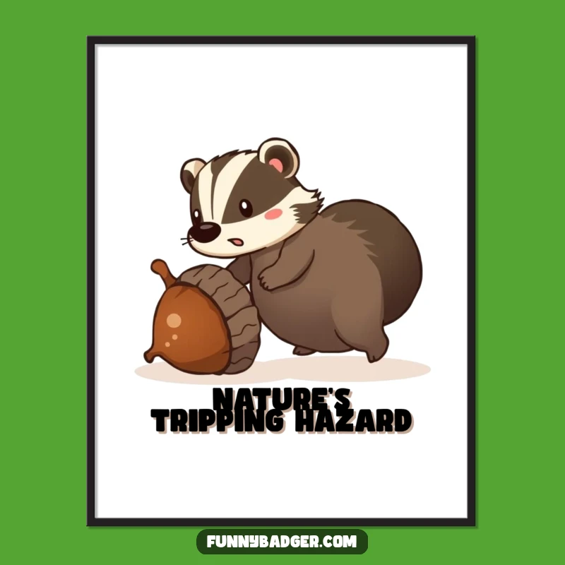 Funny Tripping Badger Digital Art - Instant Comical Decor for Your Walls
