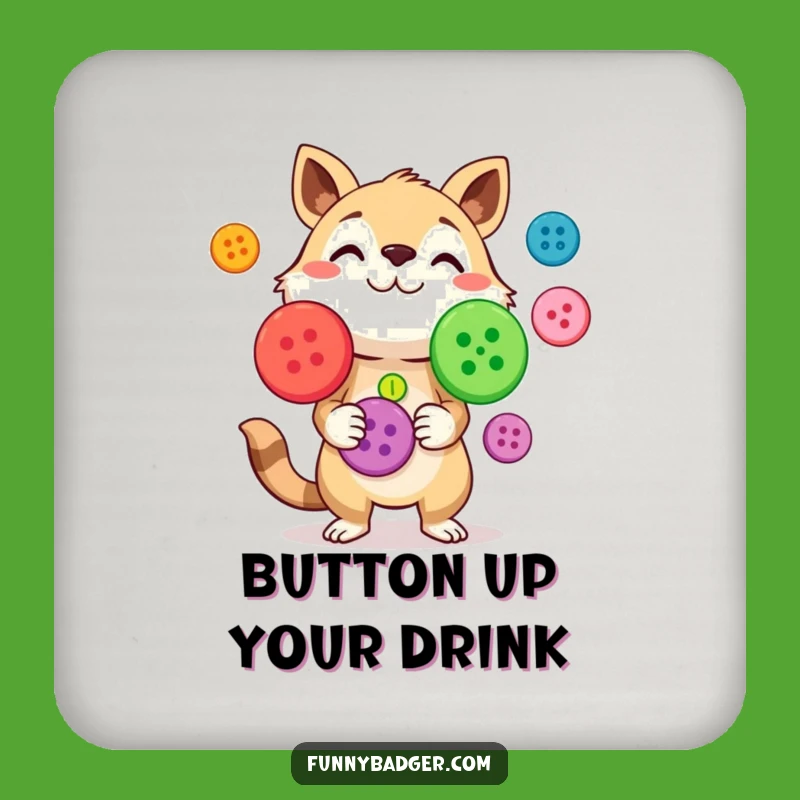 Funny Button Juggling Coasters: Protect Tables with Colorful Art