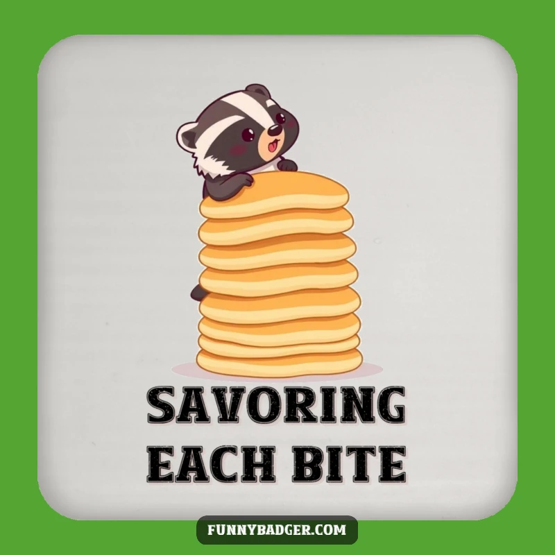Funny Pancake Badger Drink Coaster - Protects Surfaces with Hilarious Appetite
