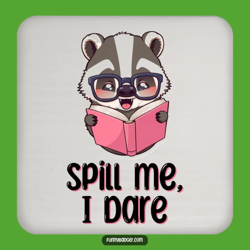 Funny Upside Down Book Badger Drink Coaster - Protects Surfaces with Hilarious Charm