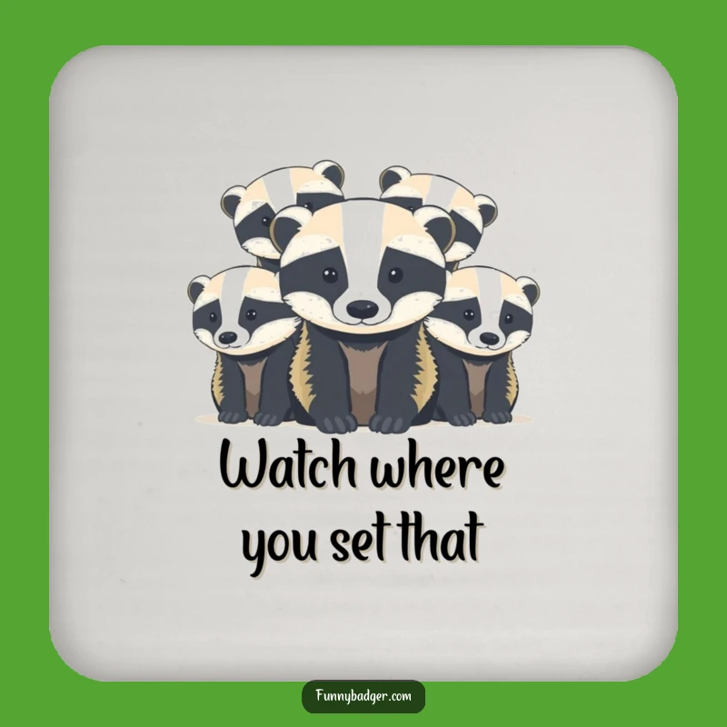 Funny Badger Cubs Coaster: Protect Surfaces with Peek-a-Boo, Humorous Decor!