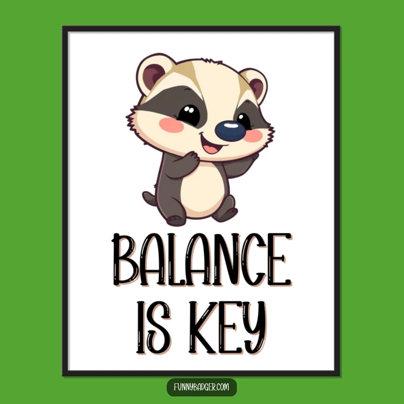 Funny Ball-Bouncing Badger Poster - Whimsical Wall Art for a Cheerful Home