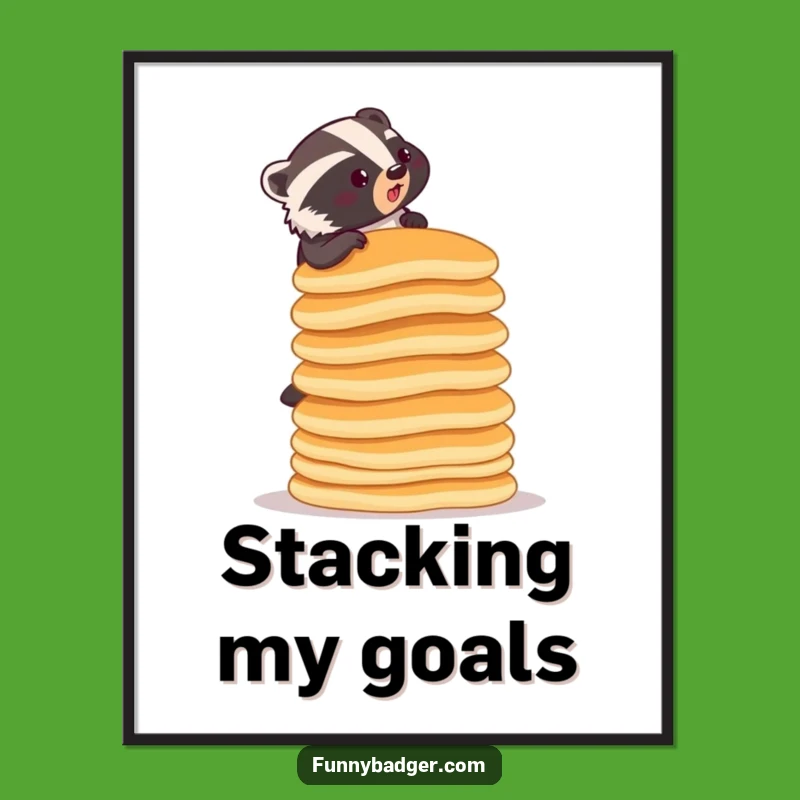 Funny Pancake Badger Poster - Whimsical Wall Art for a Deliciously Ambitious Home