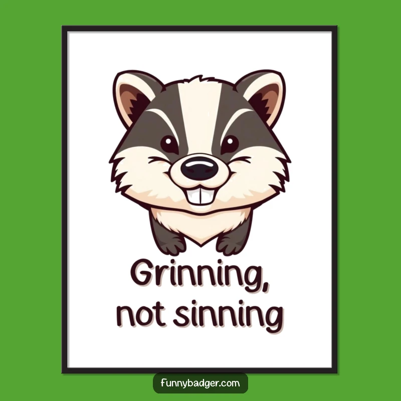 Funny Badger Poster: Big Ears & Mischief Art, Whimsical Humorous Wall Decor!