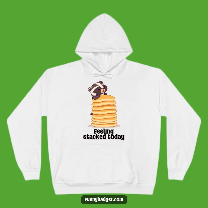 Cozy Funny Pancake Badger Hoodie - Warm & Hilarious Gift for Breakfast Enthusiasts
