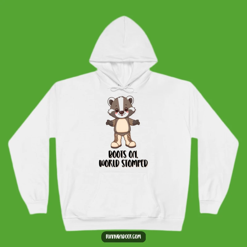 Funny Badger Boots Hoodie: Cozy Stomping Fun, Ultimate Humorous Gift!