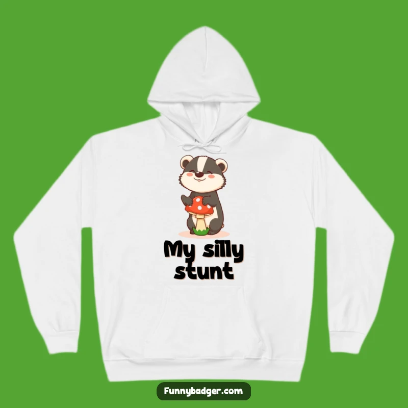 Funny Badger Mushroom Hoodie - Cozy Silly Pose, Warm Quirky Gift