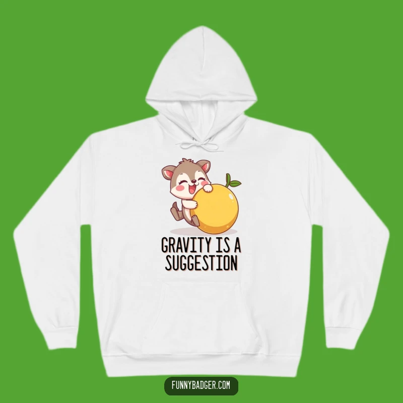 Funny Fruit Tumble Hoodie: Comical Animal Character's Wobbly Adventure Gear