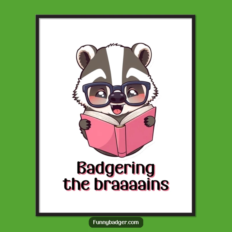 Funny Free Printable Wall Art: Upside-Down Badger Reading, Humorous Downloadable Decor