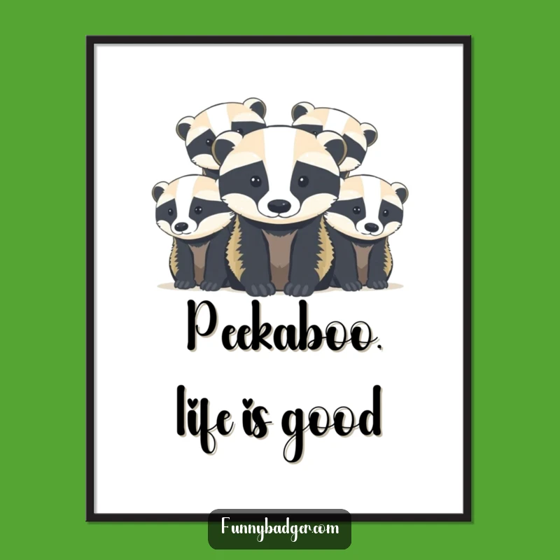 Free Printable Wall Art: Cute Badger Cubs Funny Downloadable Decor Gift
