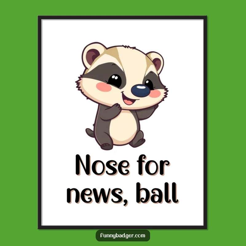 Funny Free Printable Wall Art: Badger Balancing Ball, Quirky Downloadable Decor