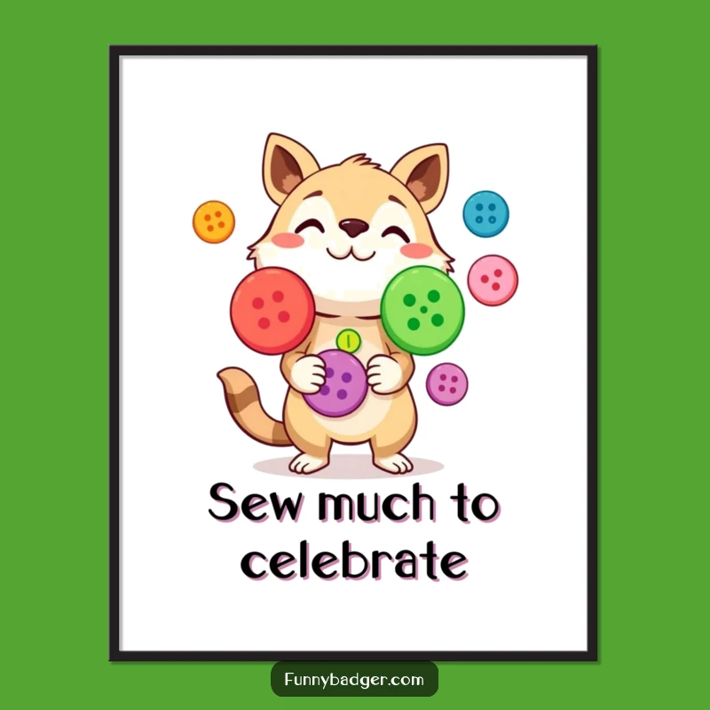 Funny Printable Wall Art: Button Juggling Chaos, Curious Animal, Quirky Downloadable Decor