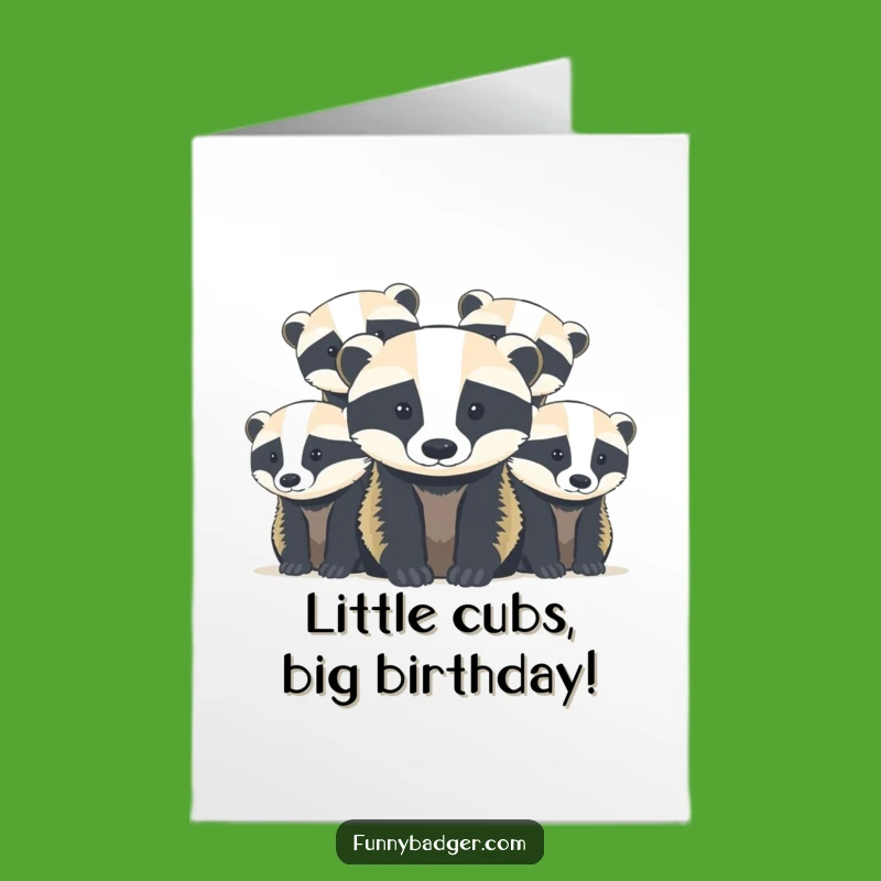 Free Printable Birthday Card: Cute Badger Cubs Funny Downloadable Gift