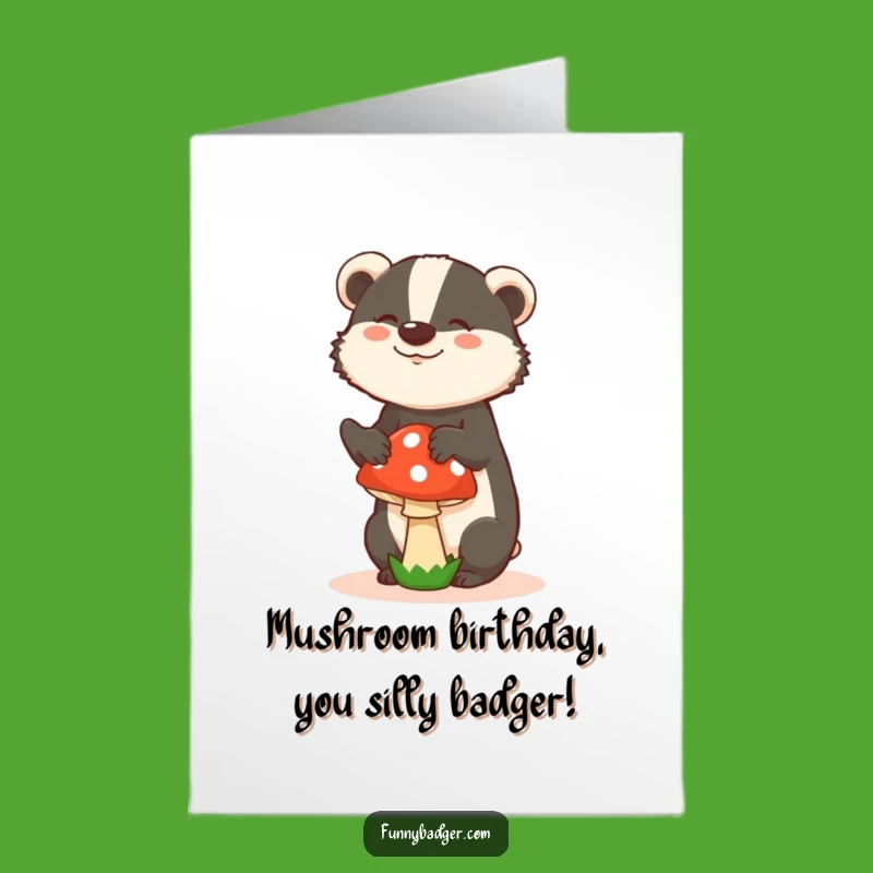Free Printable Badger Birthday Card: Mushroom Balance - Funny Downloadable Fun!