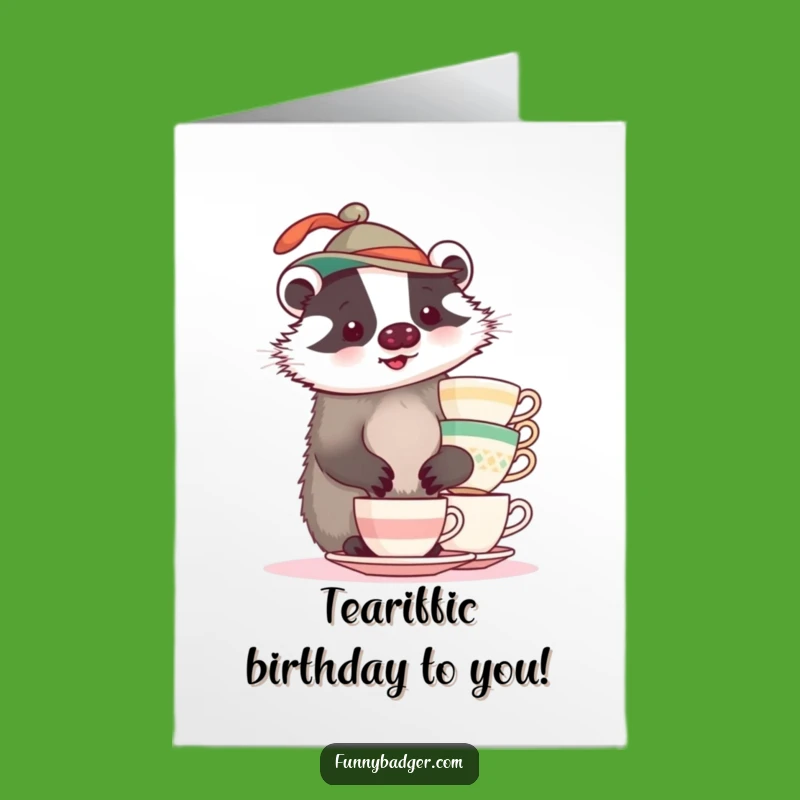 Free Printable Birthday Card: Balancing Badger, Funny Downloadable Gift