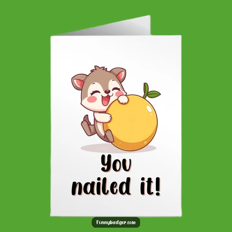 Funny Printable Congrats Card: Wobbly Fruit Fail, Cheerful Animal, Hilarious Downloadable Gift