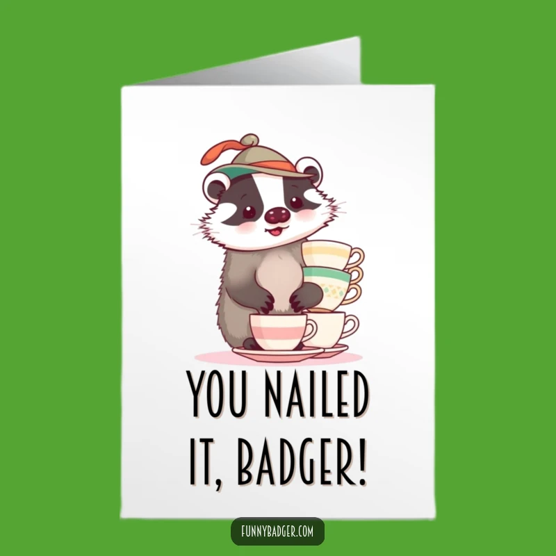 Free Printable Congrats Card: Badger's Balancing Act, Downloadable Gift