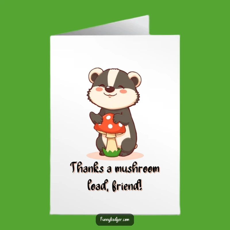 Free Printable Badger Thank You Card: Mushroom Gratitude - Funny Downloadable Thanks!