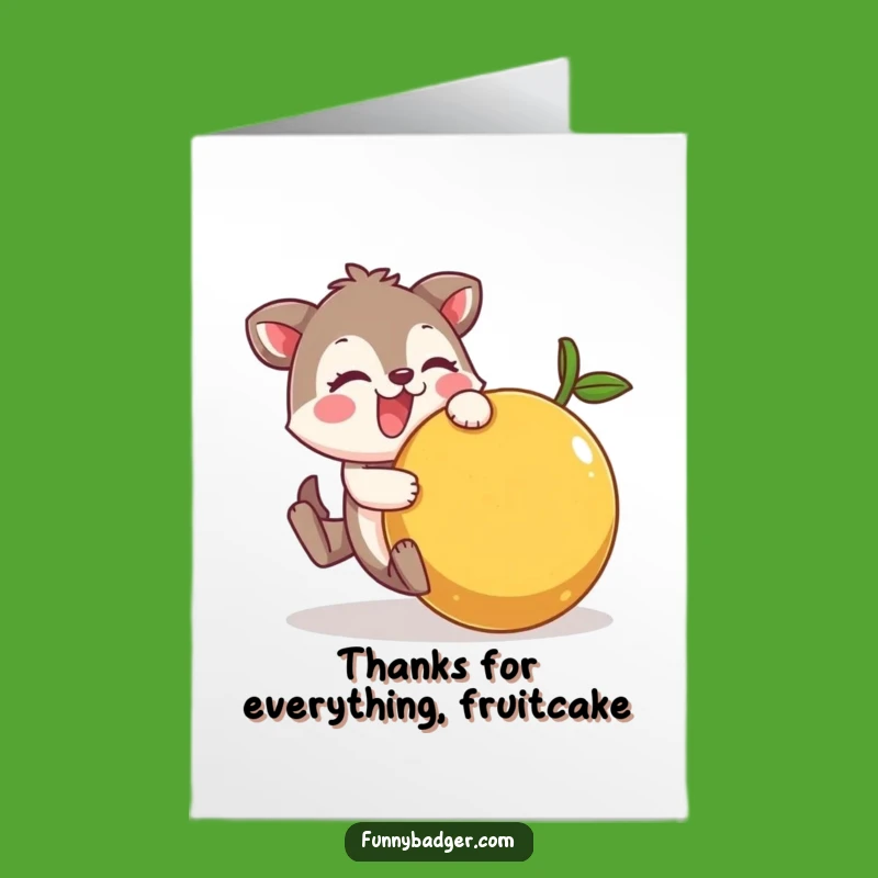 Funny Printable Thank You Card: Fruit Tumble Mishap, Cheerful Animal, Hilarious Downloadable Gift