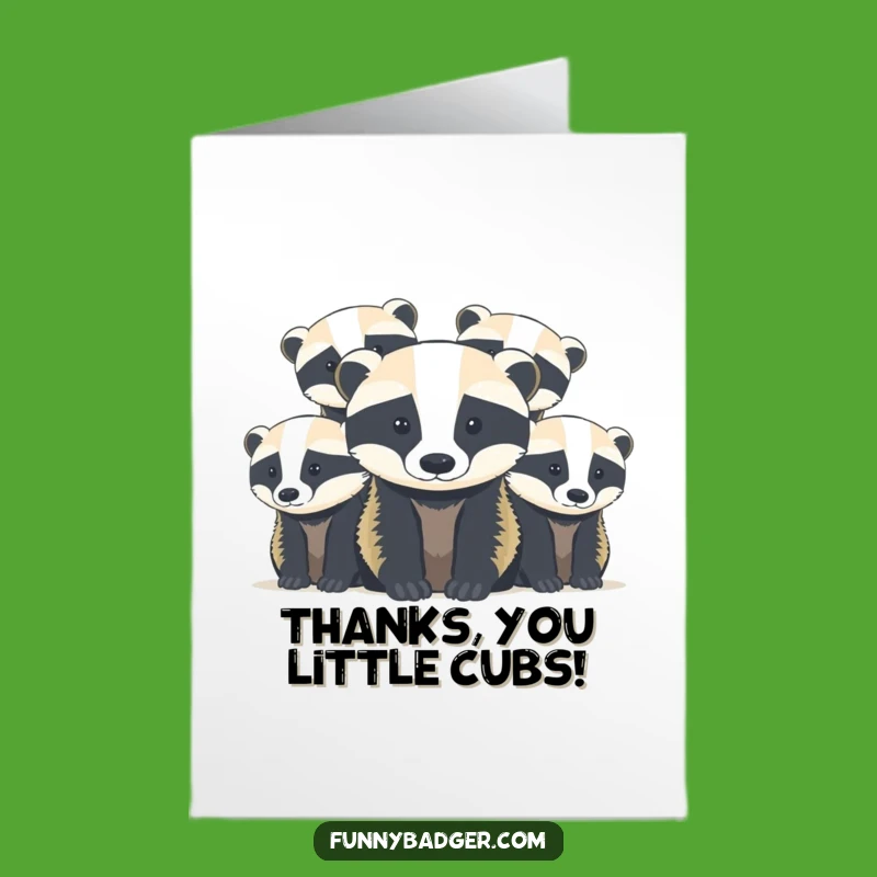 Free Printable Thank You Card: Cute Badger Cubs Funny Downloadable Gift