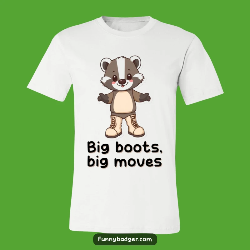 Funny Badger Boots T-Shirt: Happy Stomper, Cool Humorous Graphic Tee!