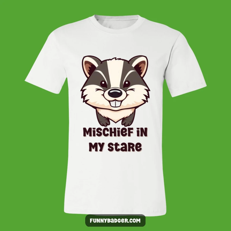 Funny Badger T-Shirt: Mischievous Grin & Big Ears, Cool Humorous Graphic Tee!