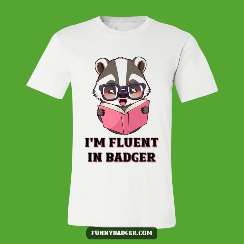 Funny Upside Down Book Badger T-Shirt - Comical Gift for Readers & Badger Fans