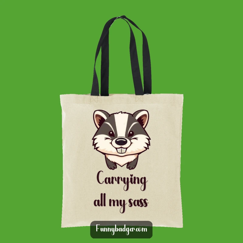 Funny Badger Tote Bag: Stylish Mischief & Big Ears, Perfect Humorous Accessory!