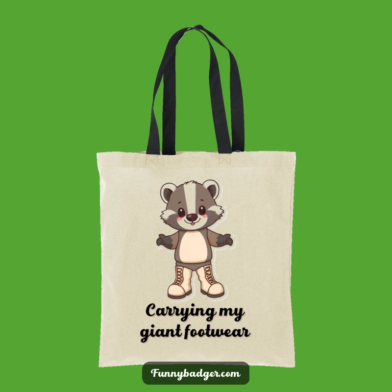 Funny Badger Boots Tote Bag: Happy Stomper Accessory, Perfect Humorous Gift!