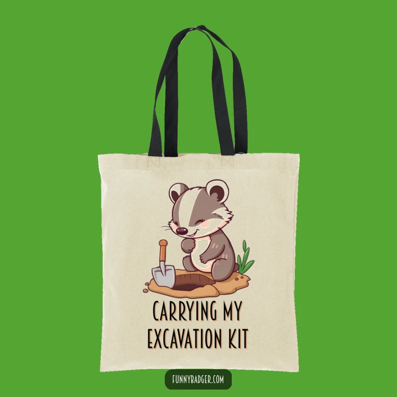 Funny Badger Digging Tote Bag: Enthusiastic Helper, Perfect Humorous Accessory!