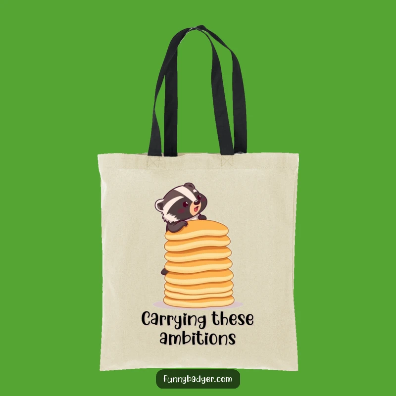 Funny Pancake Badger Tote Bag - Eco-Friendly & Hilarious Carry-All for Foodies